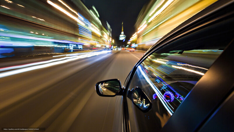 Night drive in city lights