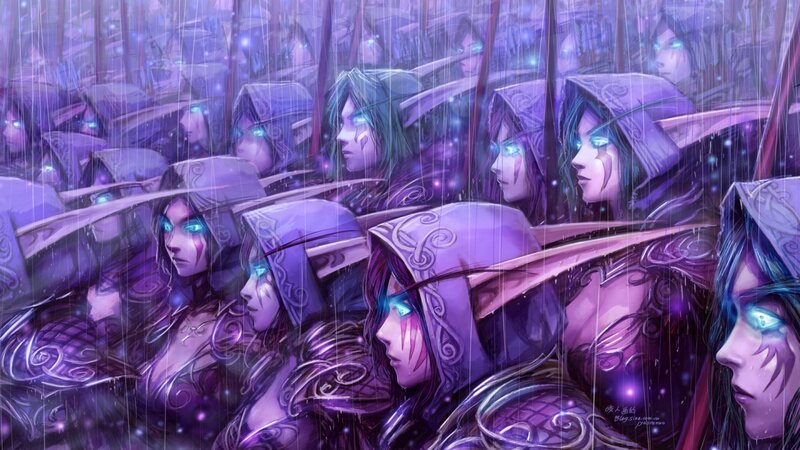 Night Elf warriors in the rain