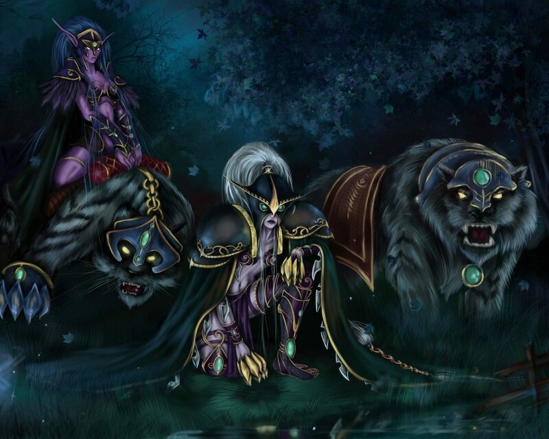 Night Elves with Feline Mounts