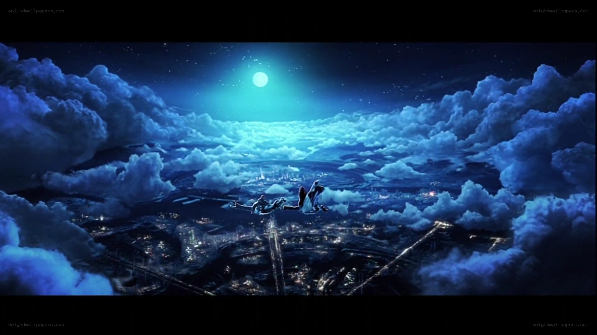 night flight over city