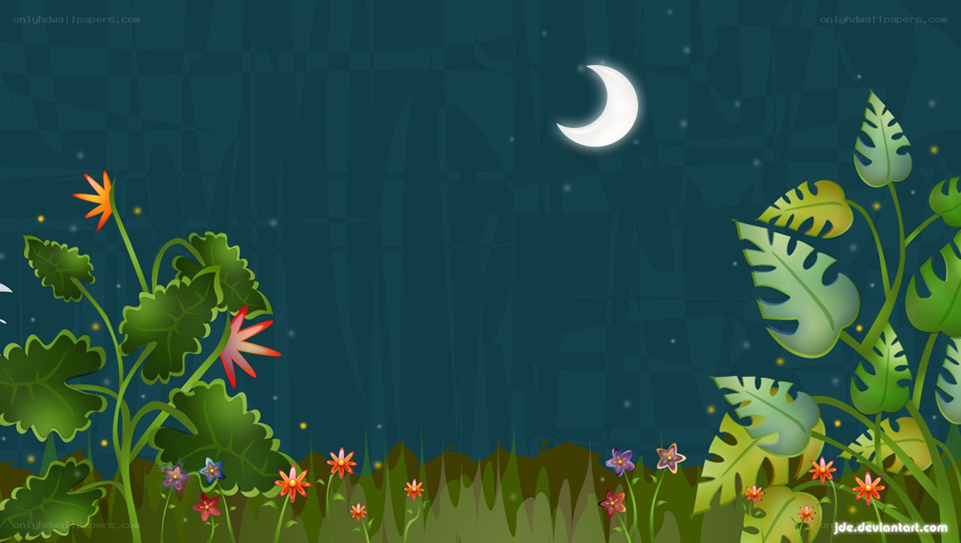 night garden with moon