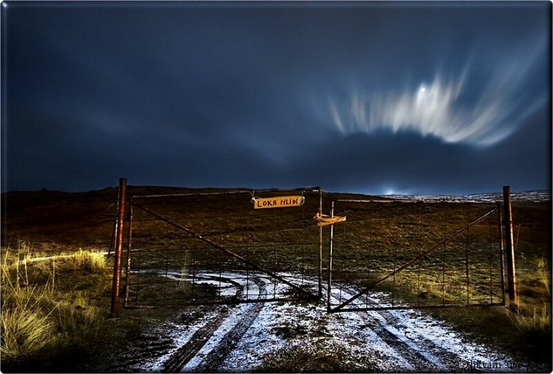 Night gate with moonlight