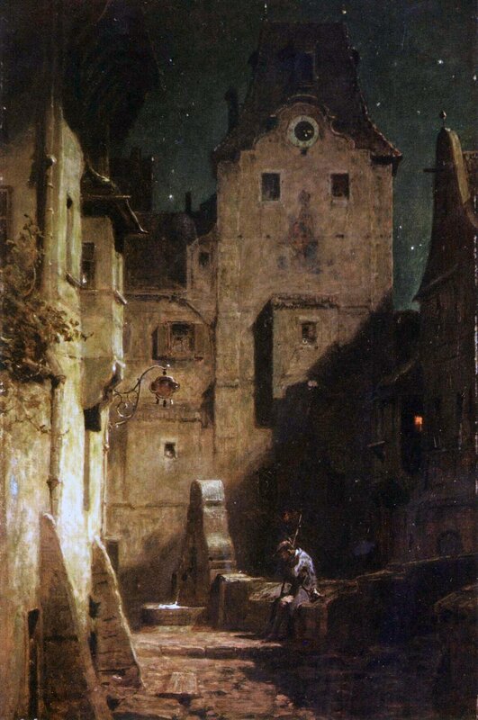 Night in a European alley