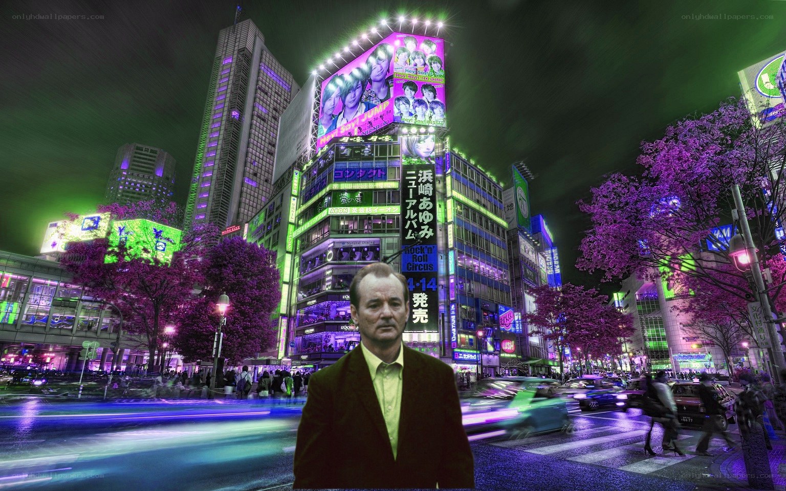 Night in a neon city