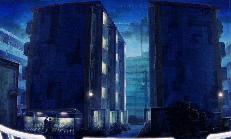Night in the apartment complex