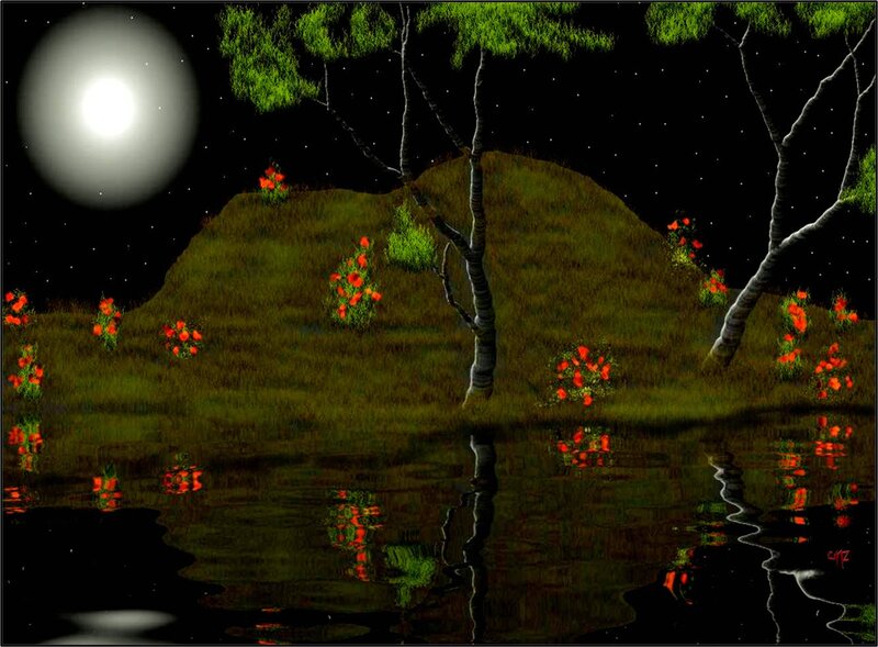 Night Landscape with Flowers