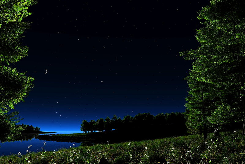 Night Landscape with Lake