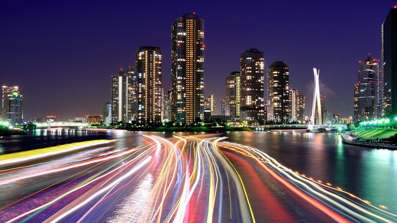 Night lights of a city skyline