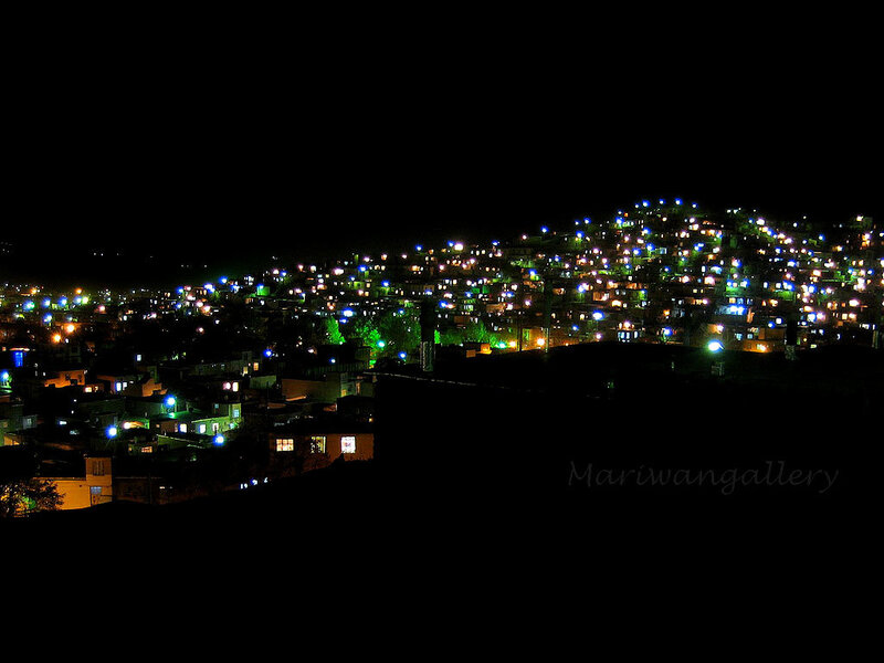 night lights of a hillside town