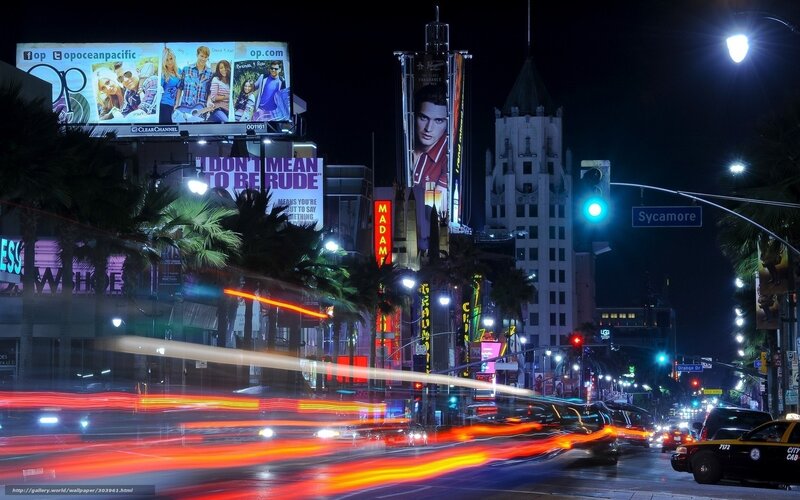 Night lights of Hollywood