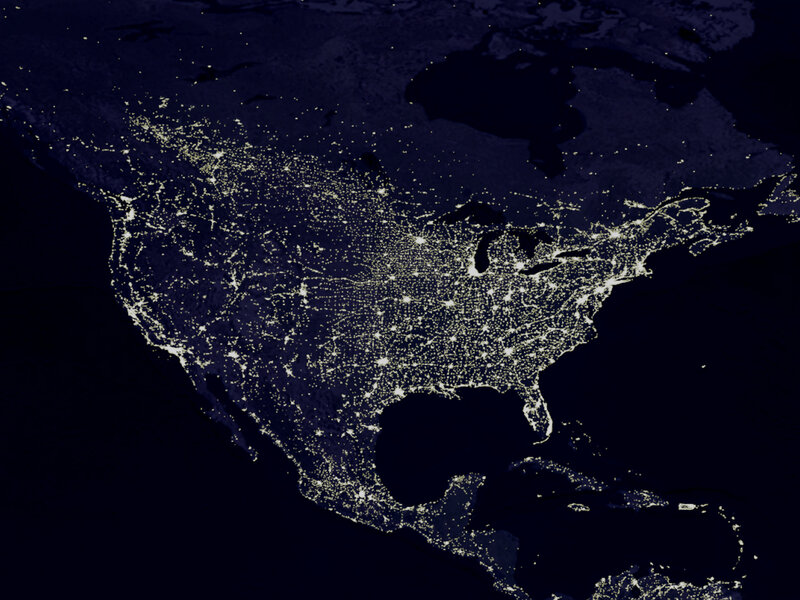 Night lights of North America