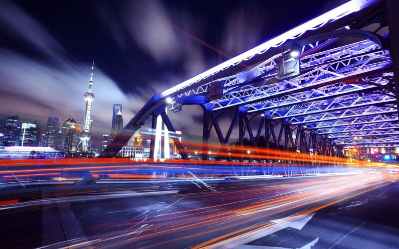 Night lights of Shanghai city