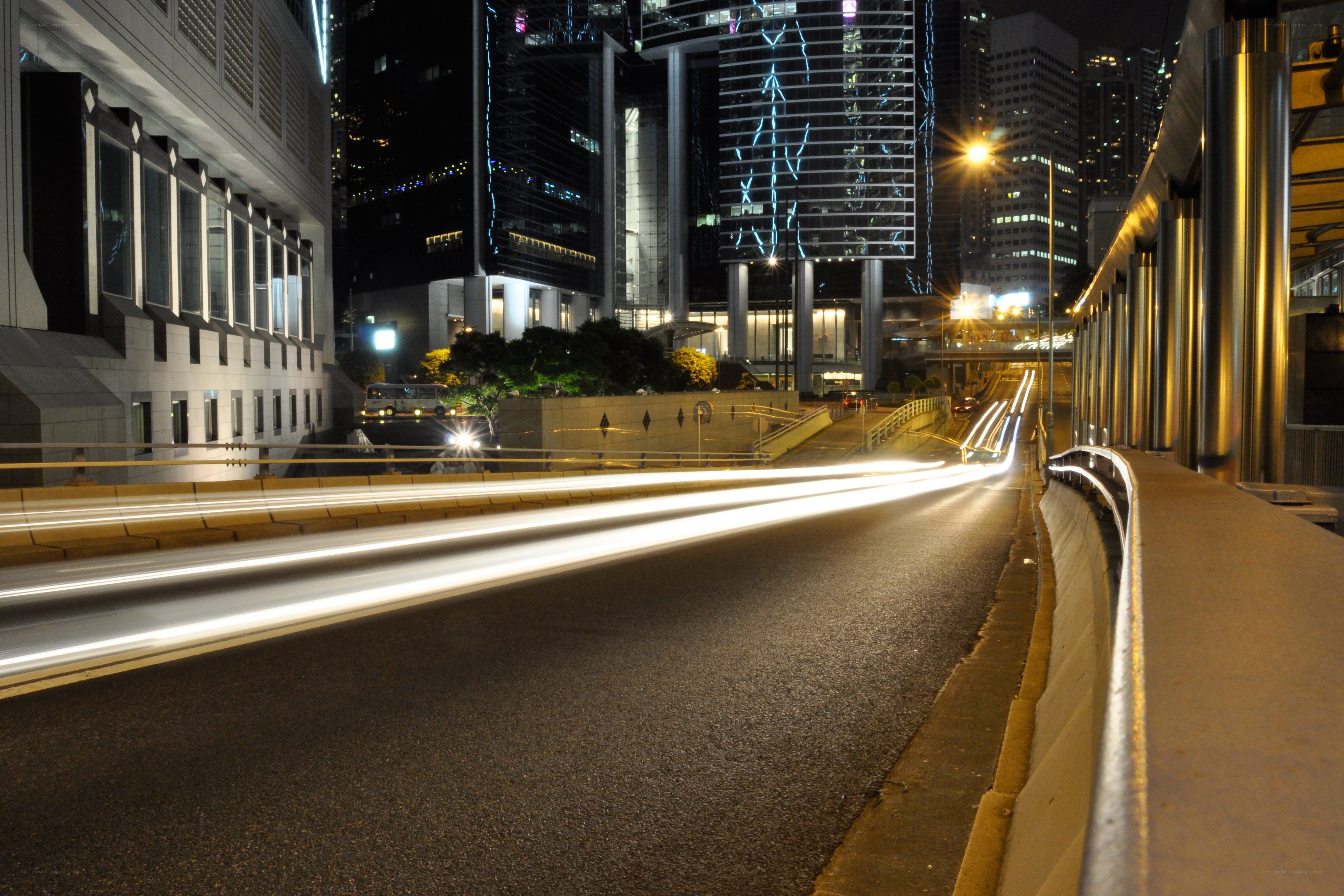 Night lights on a city highway