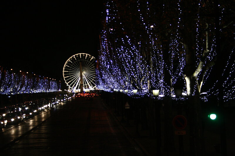 Night lights on a city street