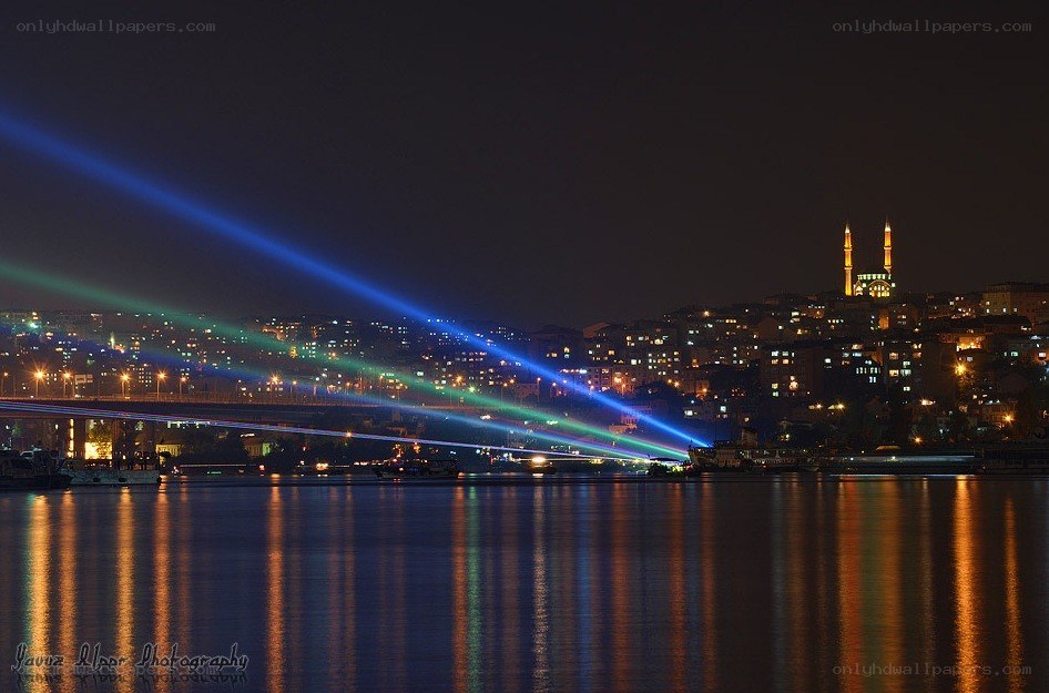 Night lights over a city