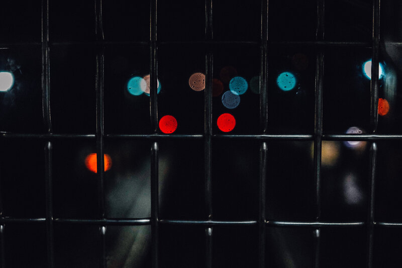 night lights through a grid