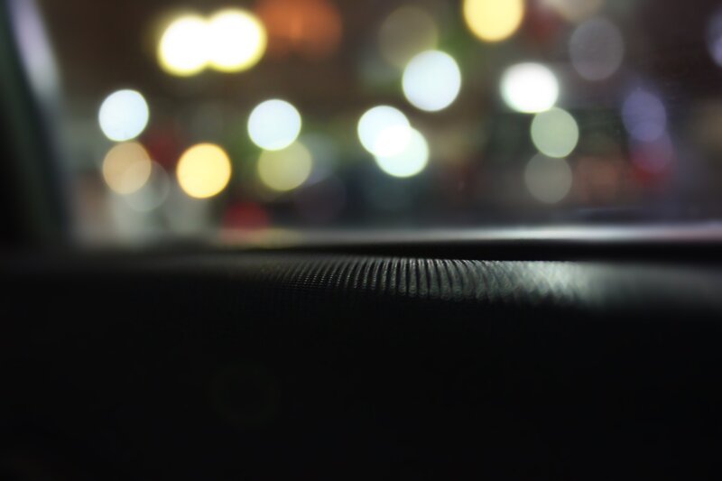 night lights through car window