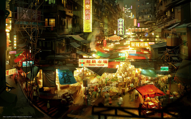 Night market in a bustling city