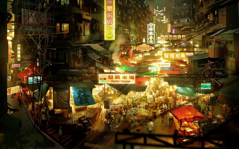 night market in a dense city