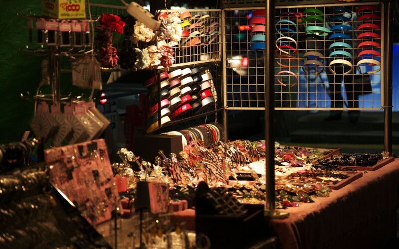 Night market jewelry stall