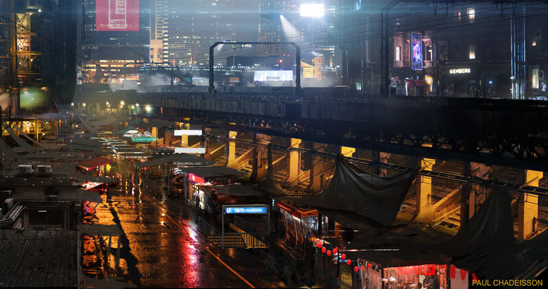 Night Market under Train Tracks