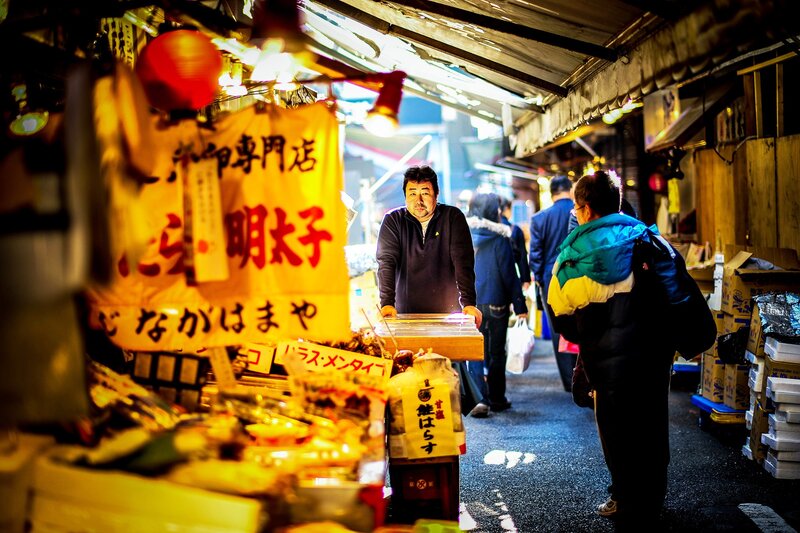 Night market vendor in Japan