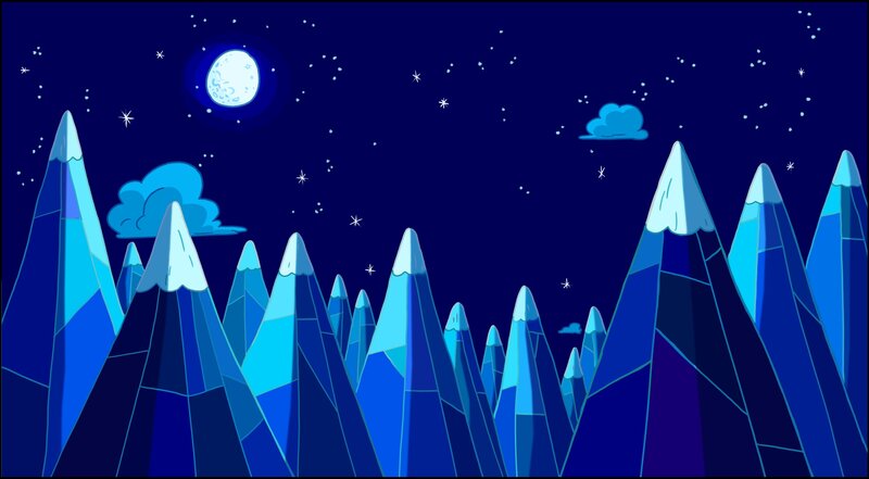 night over icy mountains