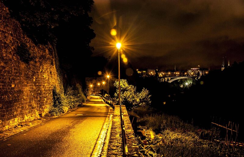 Night path by the river