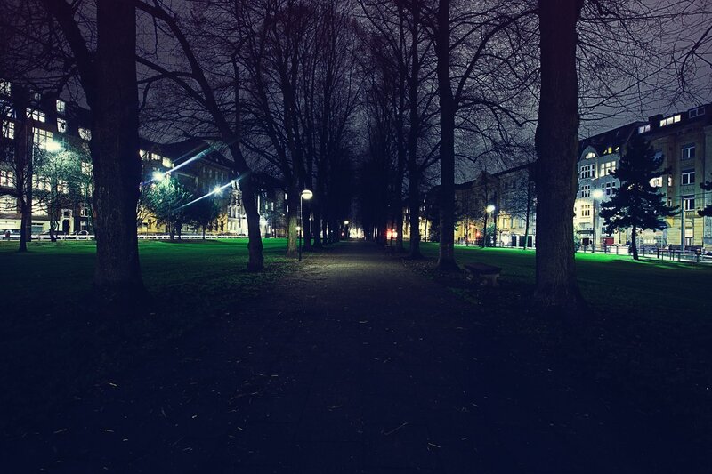 Night path in a city park