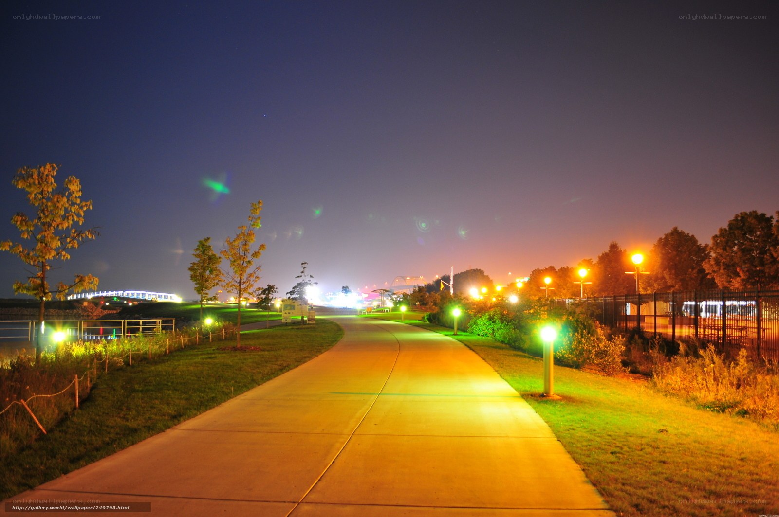 Night path in city park