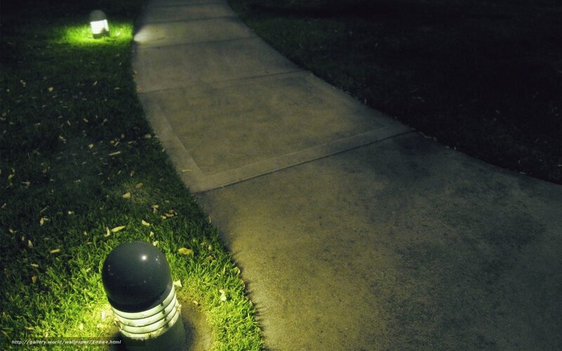 Night path with garden lights