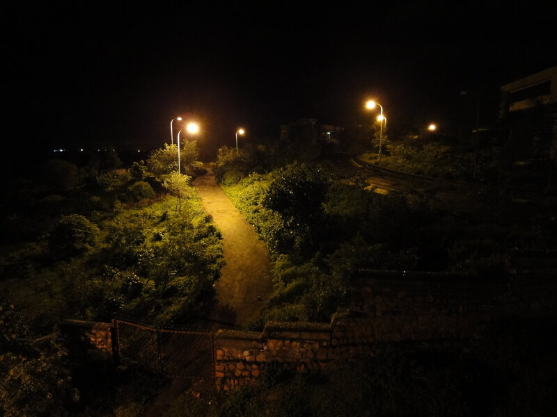 night path with streetlights