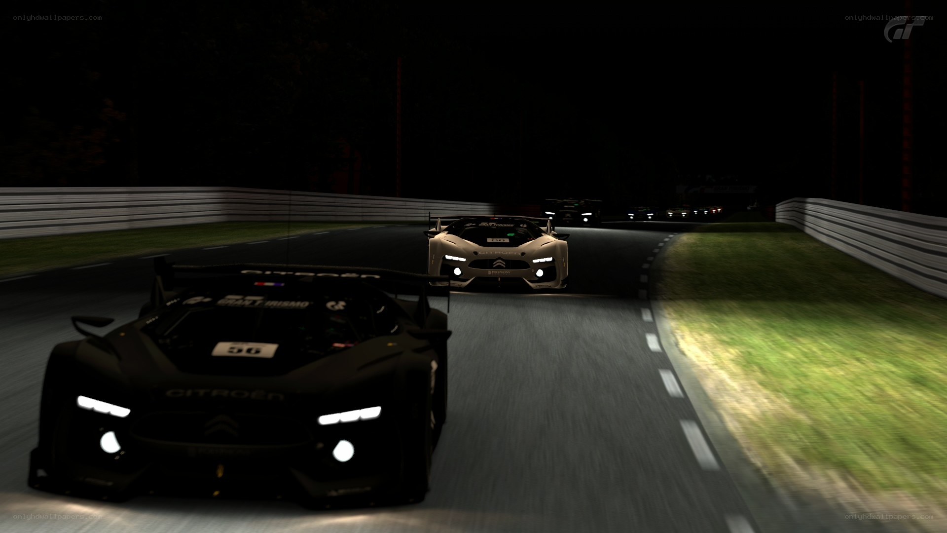Night race in a video game