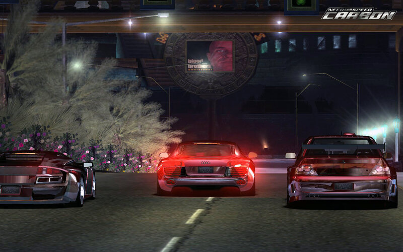 Night race with three cars