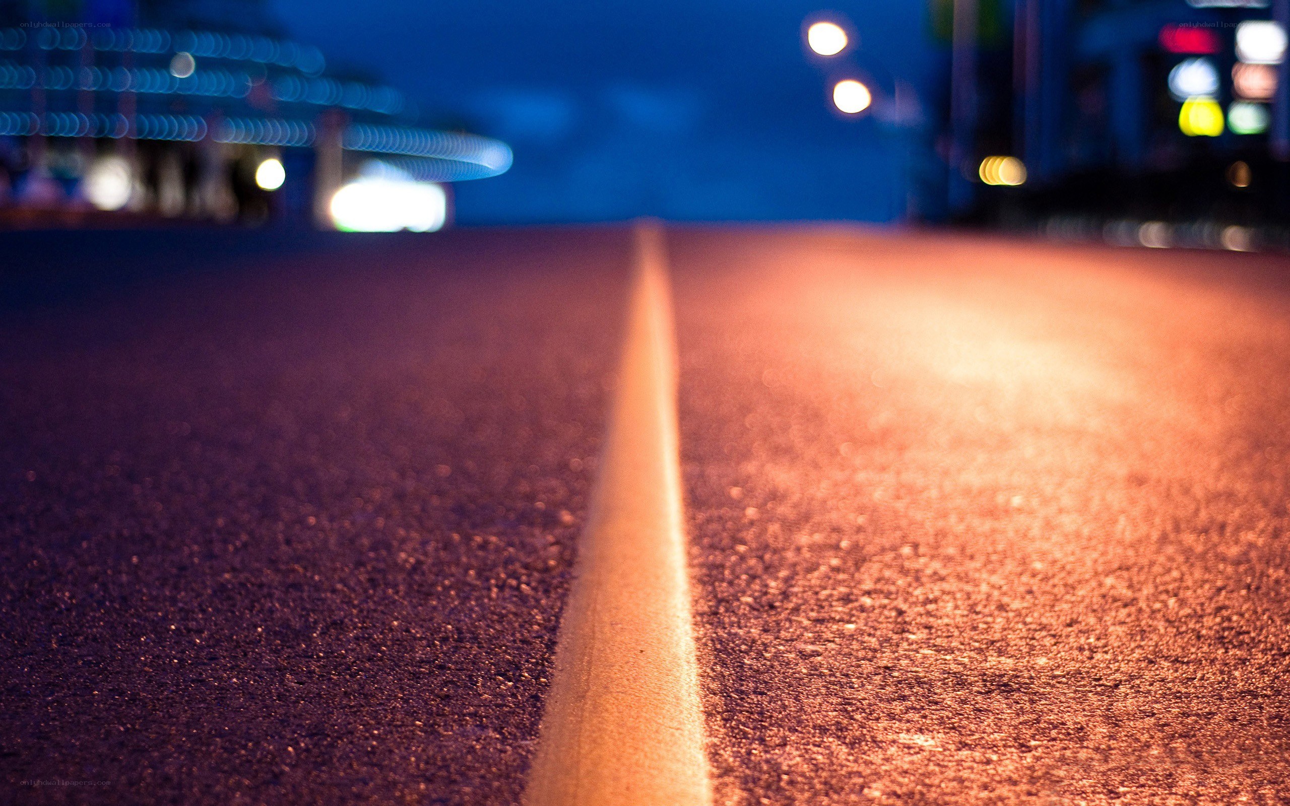 night road with glowing line