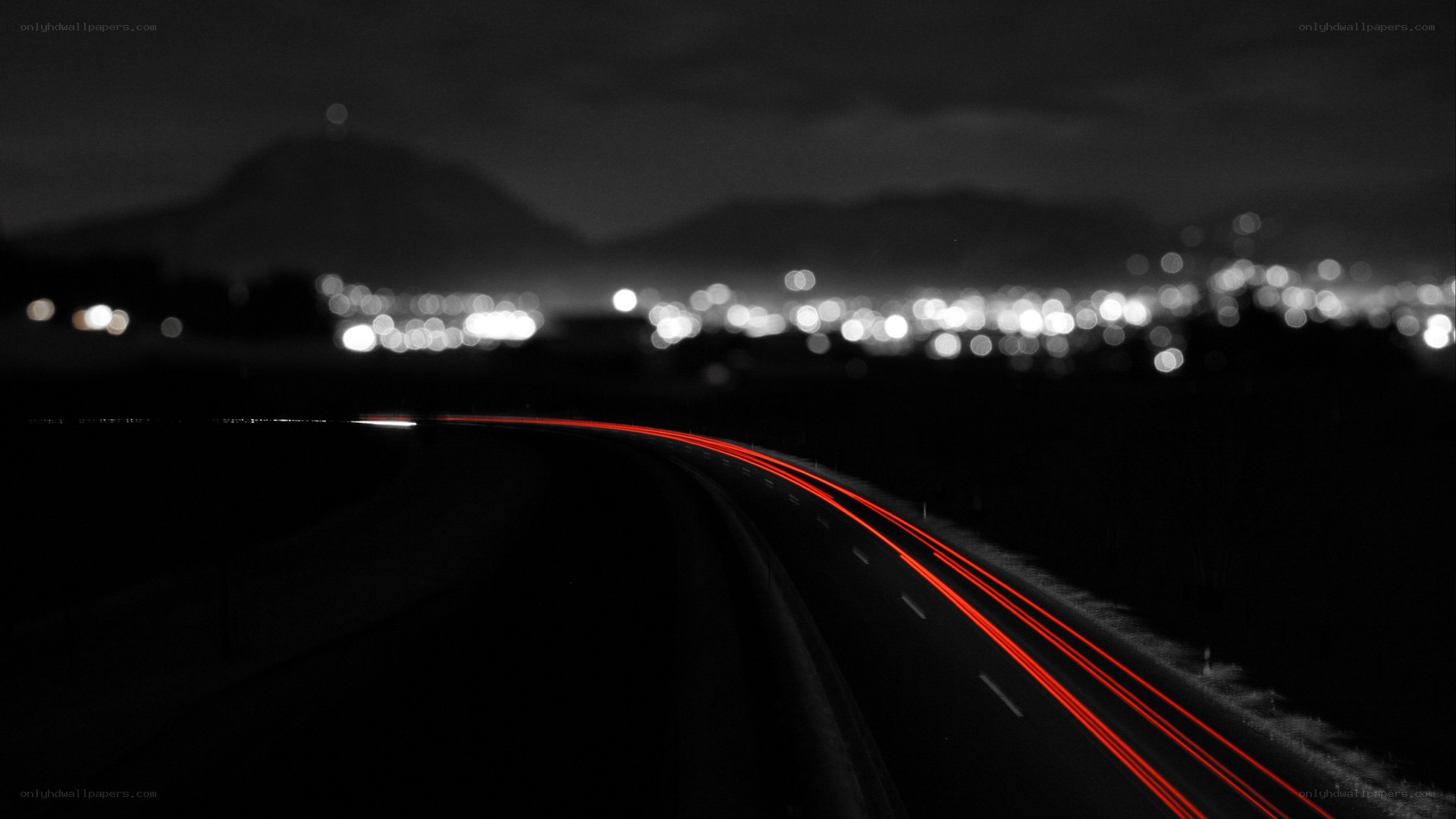 night road with light trails