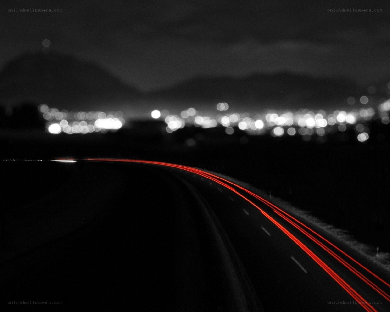 night road with light trails