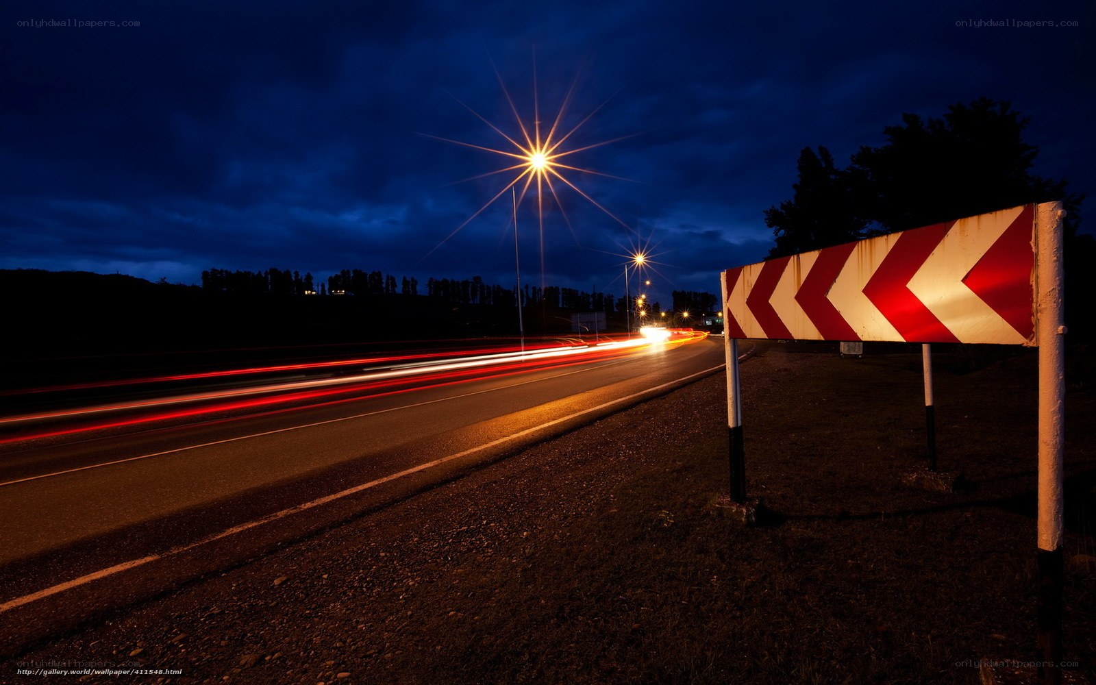Night Road with Light Trails