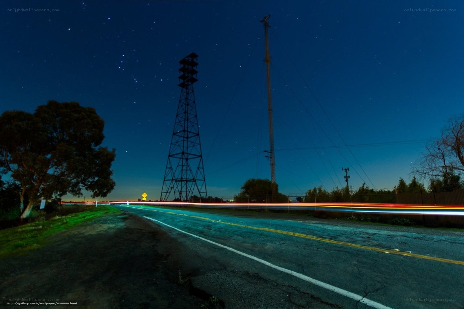 Night Road with Light Trails