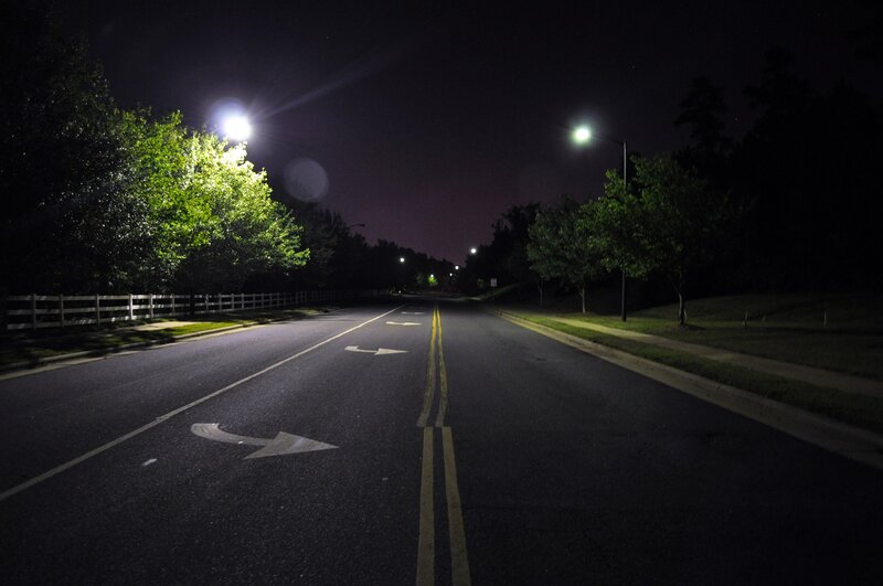Night road with streetlights
