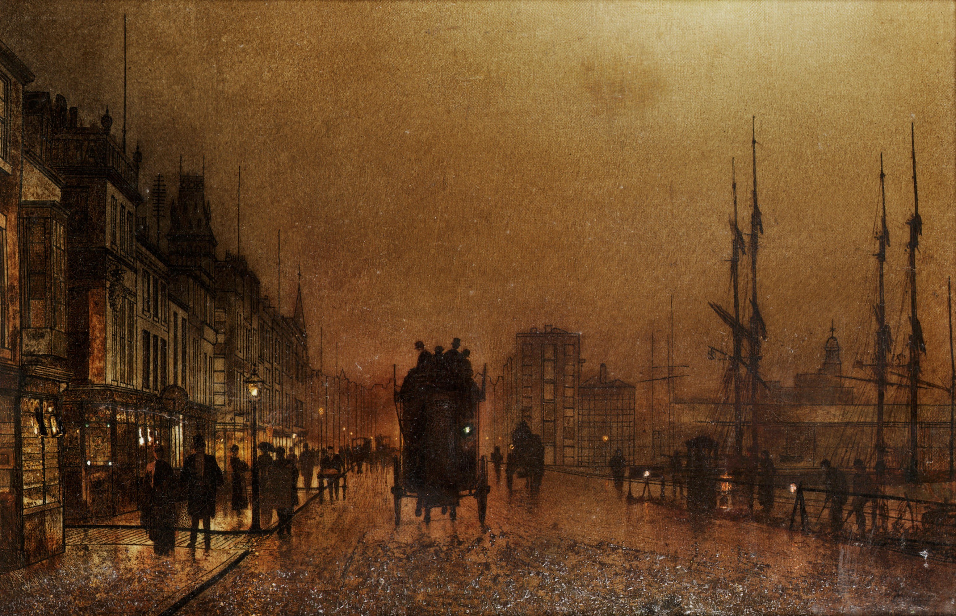 Night scene at a port