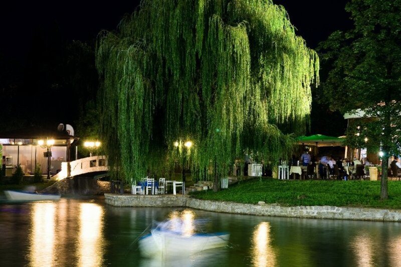 Night scene by the river