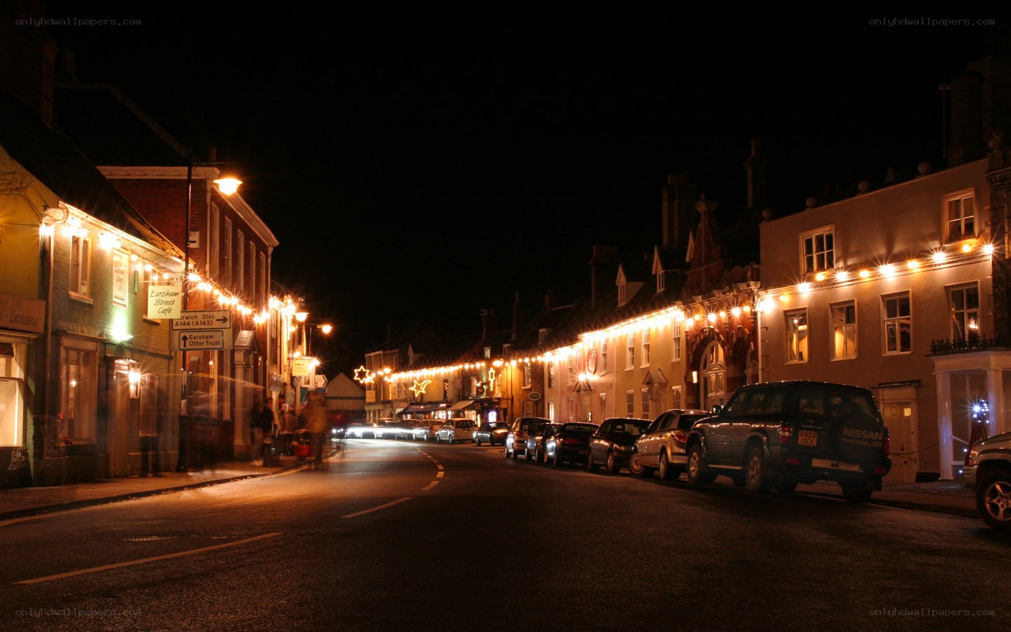 Night scene in a town street