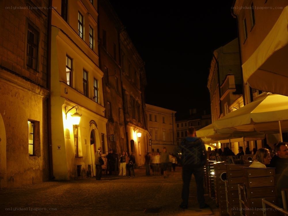 night scene in old town