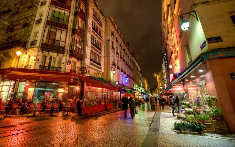 night scene in parisian street