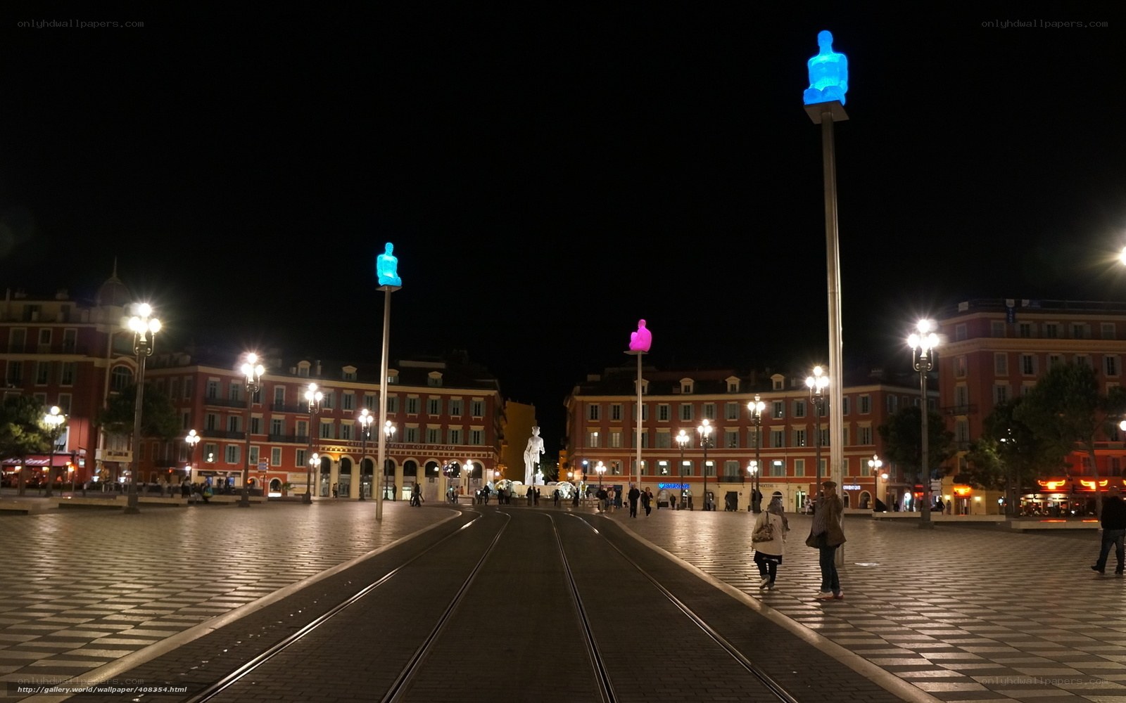 Night scene of a city square