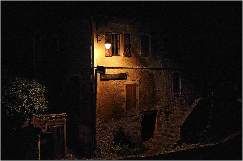 night scene of a post office