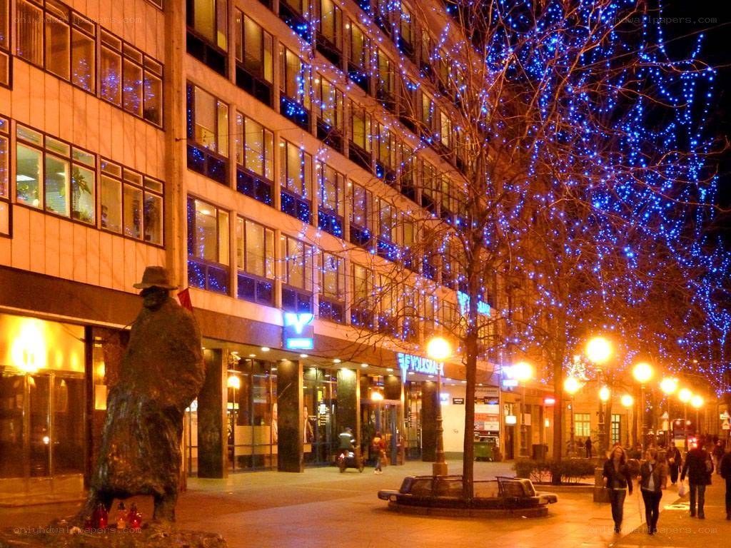 night scene with blue lights