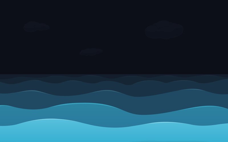night sea with clouds