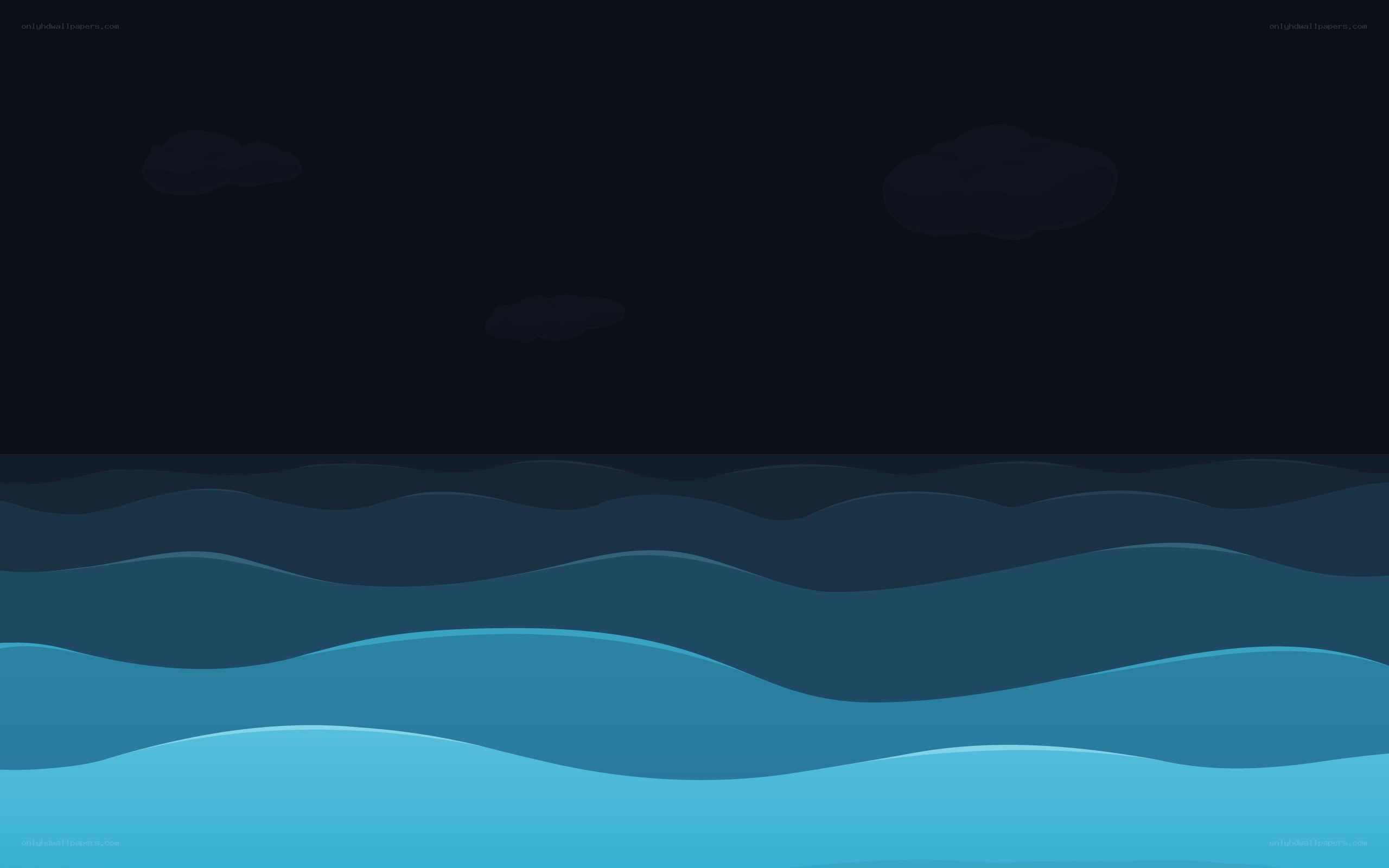 night sea with clouds
